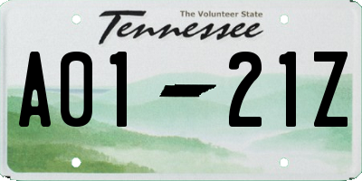 TN license plate A0121Z