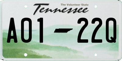 TN license plate A0122Q