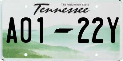 TN license plate A0122Y