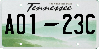 TN license plate A0123C