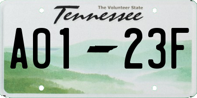 TN license plate A0123F