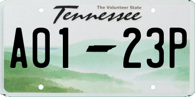 TN license plate A0123P