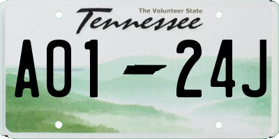 TN license plate A0124J