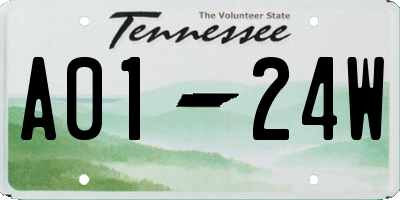 TN license plate A0124W