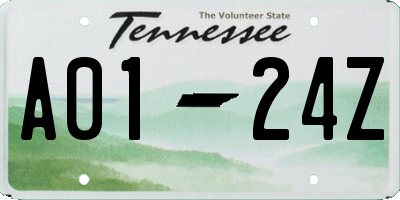 TN license plate A0124Z