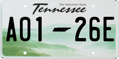 TN license plate A0126E
