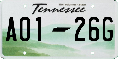 TN license plate A0126G