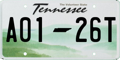 TN license plate A0126T