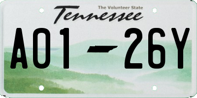 TN license plate A0126Y