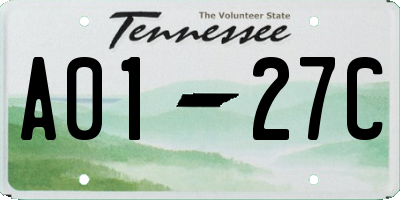 TN license plate A0127C