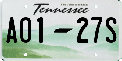 TN license plate A0127S