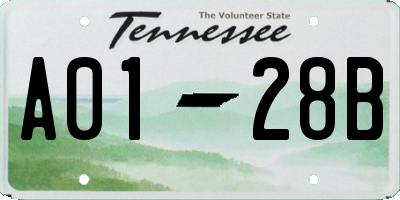 TN license plate A0128B
