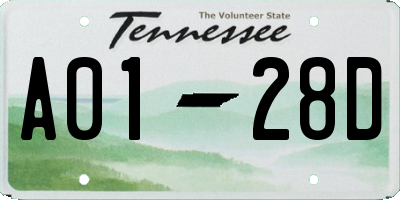 TN license plate A0128D