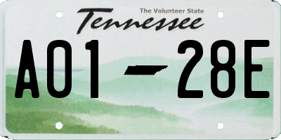 TN license plate A0128E