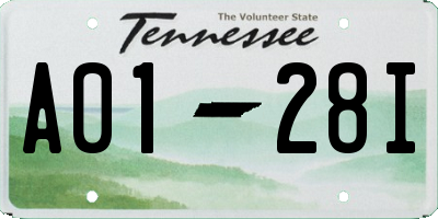 TN license plate A0128I