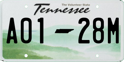 TN license plate A0128M