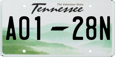 TN license plate A0128N