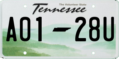 TN license plate A0128U