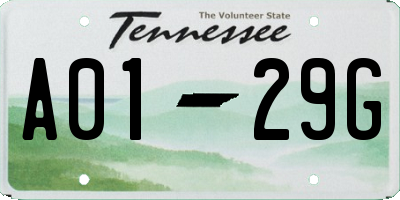 TN license plate A0129G