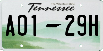 TN license plate A0129H