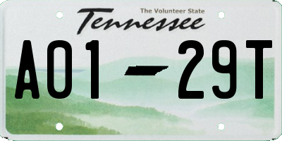 TN license plate A0129T