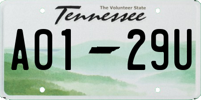 TN license plate A0129U