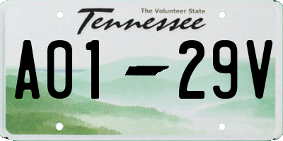 TN license plate A0129V