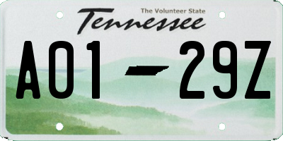 TN license plate A0129Z