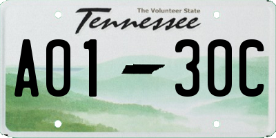 TN license plate A0130C
