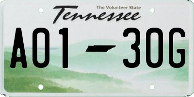 TN license plate A0130G