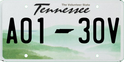 TN license plate A0130V