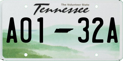 TN license plate A0132A