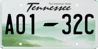 TN license plate A0132C