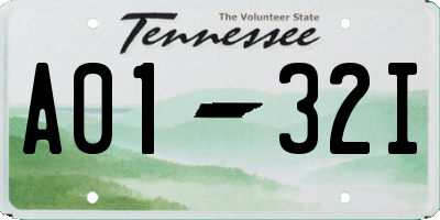 TN license plate A0132I