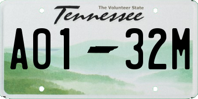 TN license plate A0132M