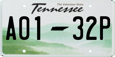 TN license plate A0132P