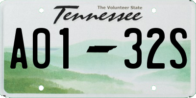 TN license plate A0132S