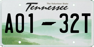 TN license plate A0132T