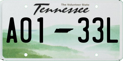 TN license plate A0133L