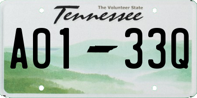 TN license plate A0133Q