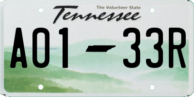 TN license plate A0133R