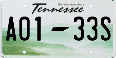 TN license plate A0133S