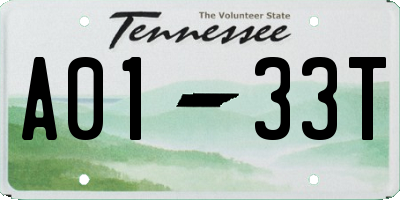 TN license plate A0133T