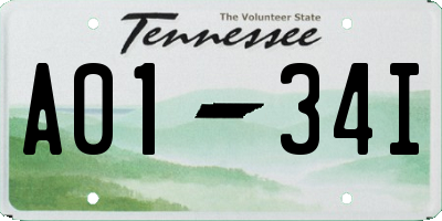 TN license plate A0134I