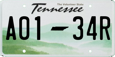 TN license plate A0134R