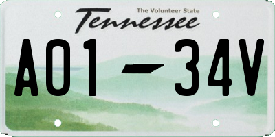 TN license plate A0134V
