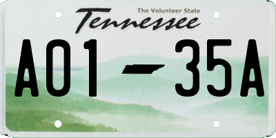 TN license plate A0135A