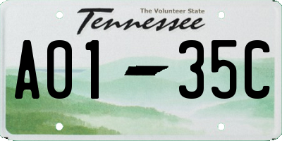 TN license plate A0135C