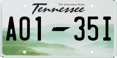 TN license plate A0135I