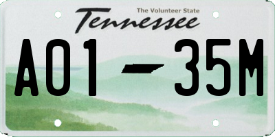 TN license plate A0135M